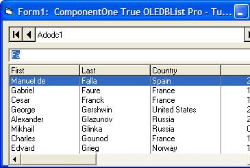 Search and Auto CompleteAdd Incremental Search and Auto Completion. the control receives focus, any keys the user types are concatenated into a search argument,