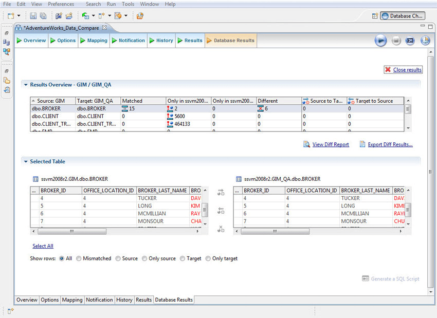 Screenshot of DB Change Manager for Oracle