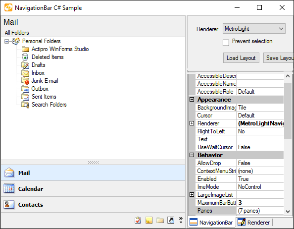 Screenshot of Actipro Navigation for WinForms
