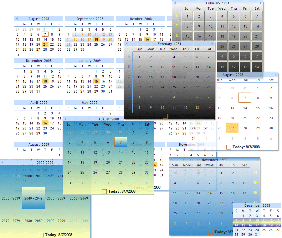 dbiDatedbiDate creatively display a selection of calendar months in a variety of formats. From a single monthly calendar presentation to multiple months in a co