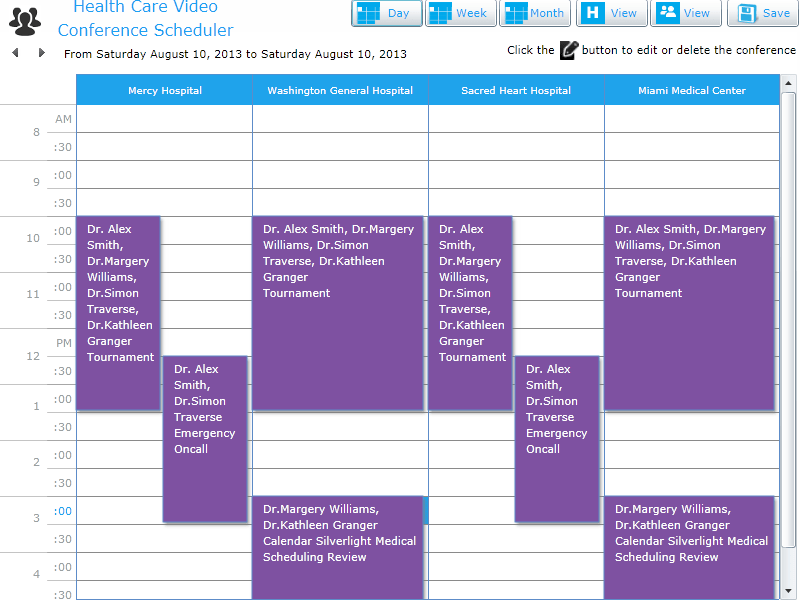Screenshot of dbi Calendar Silverlight