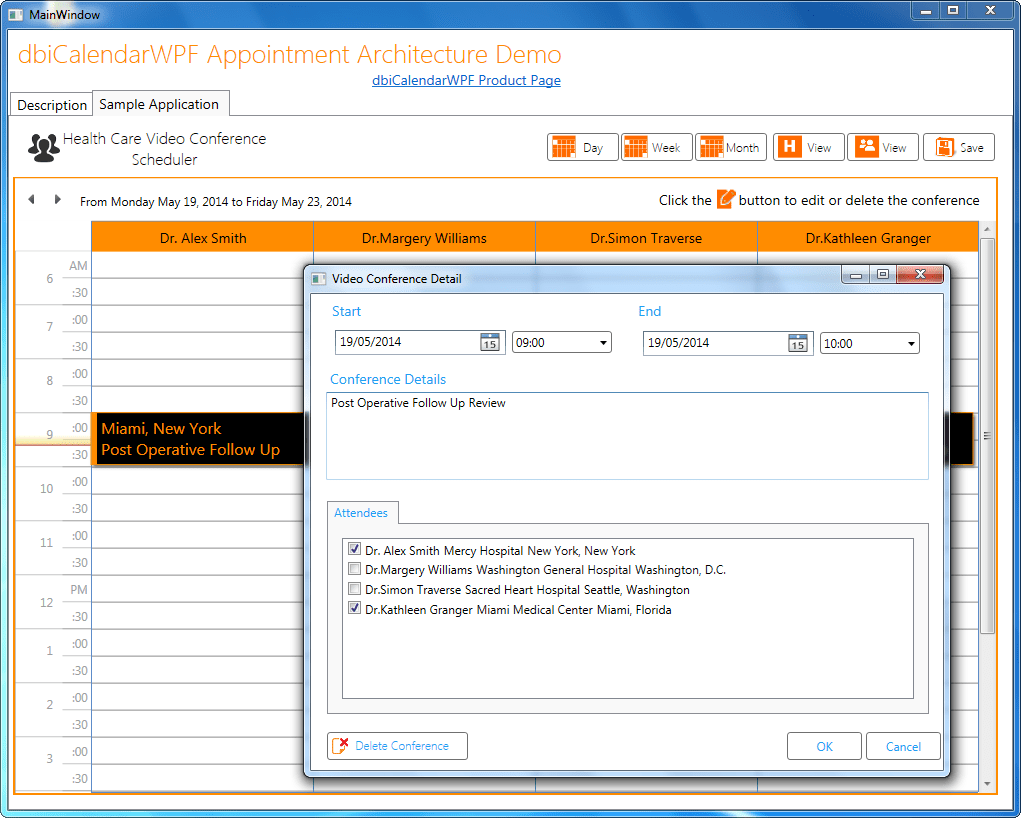 Screenshot of dbiCalendarWPF
