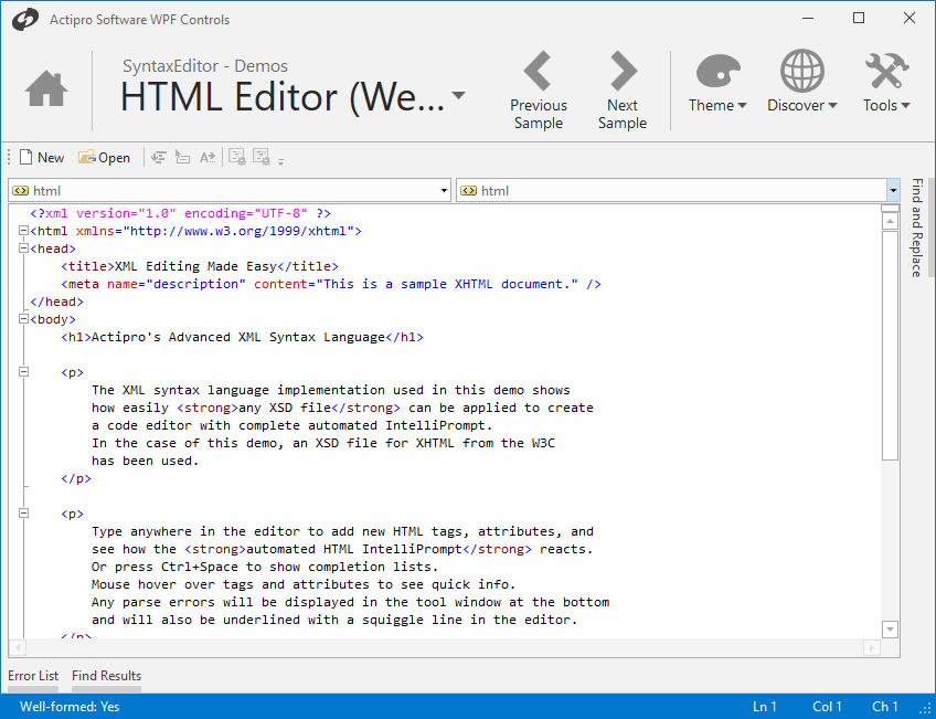 Unicode and Bi-Directional Editing SupportSyntaxEditor supports the editing of any Unicode characters and even has full support for working with embedded bi-dir