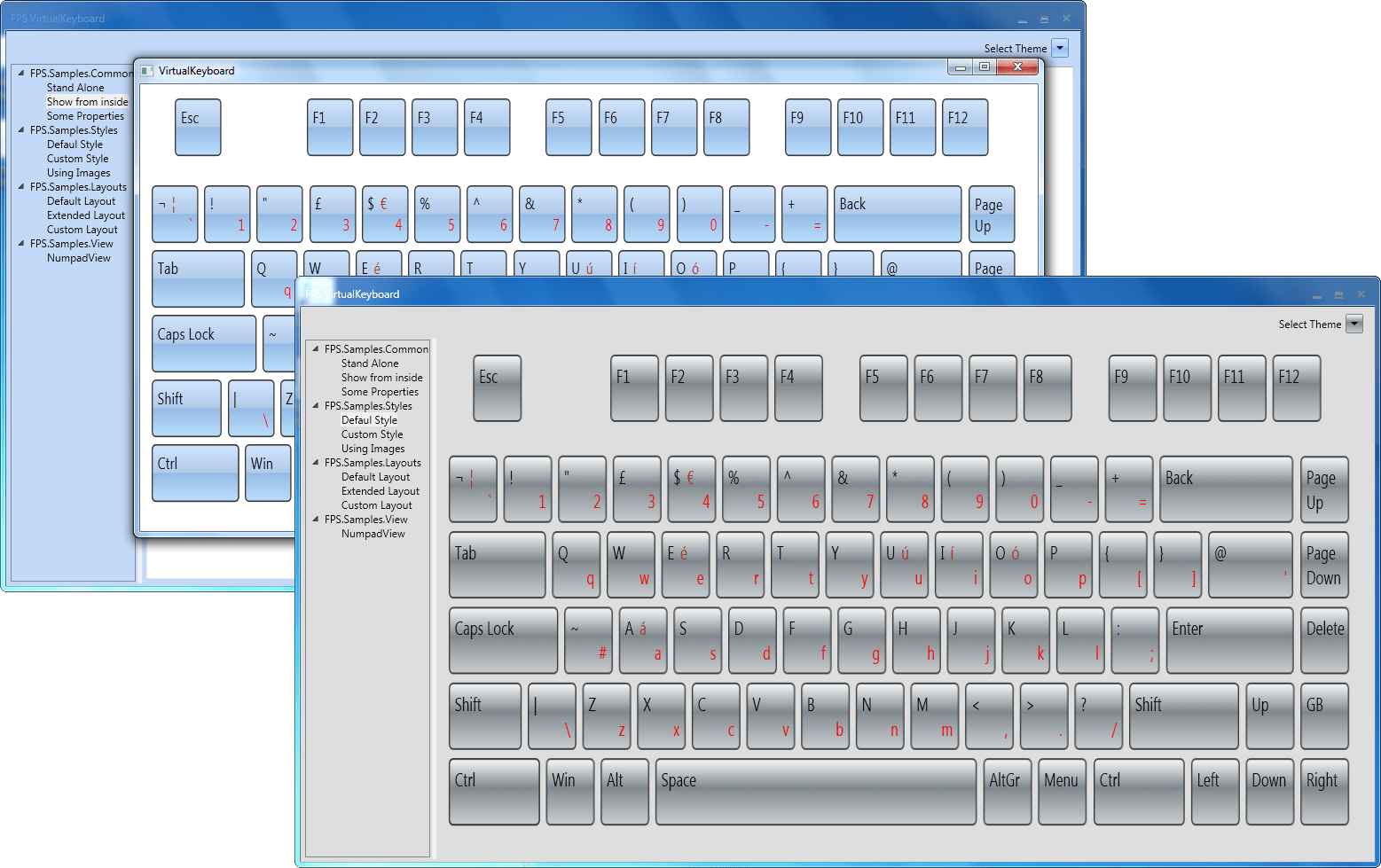 Screenshot of MindFusion.Virtual Keyboard for WPF