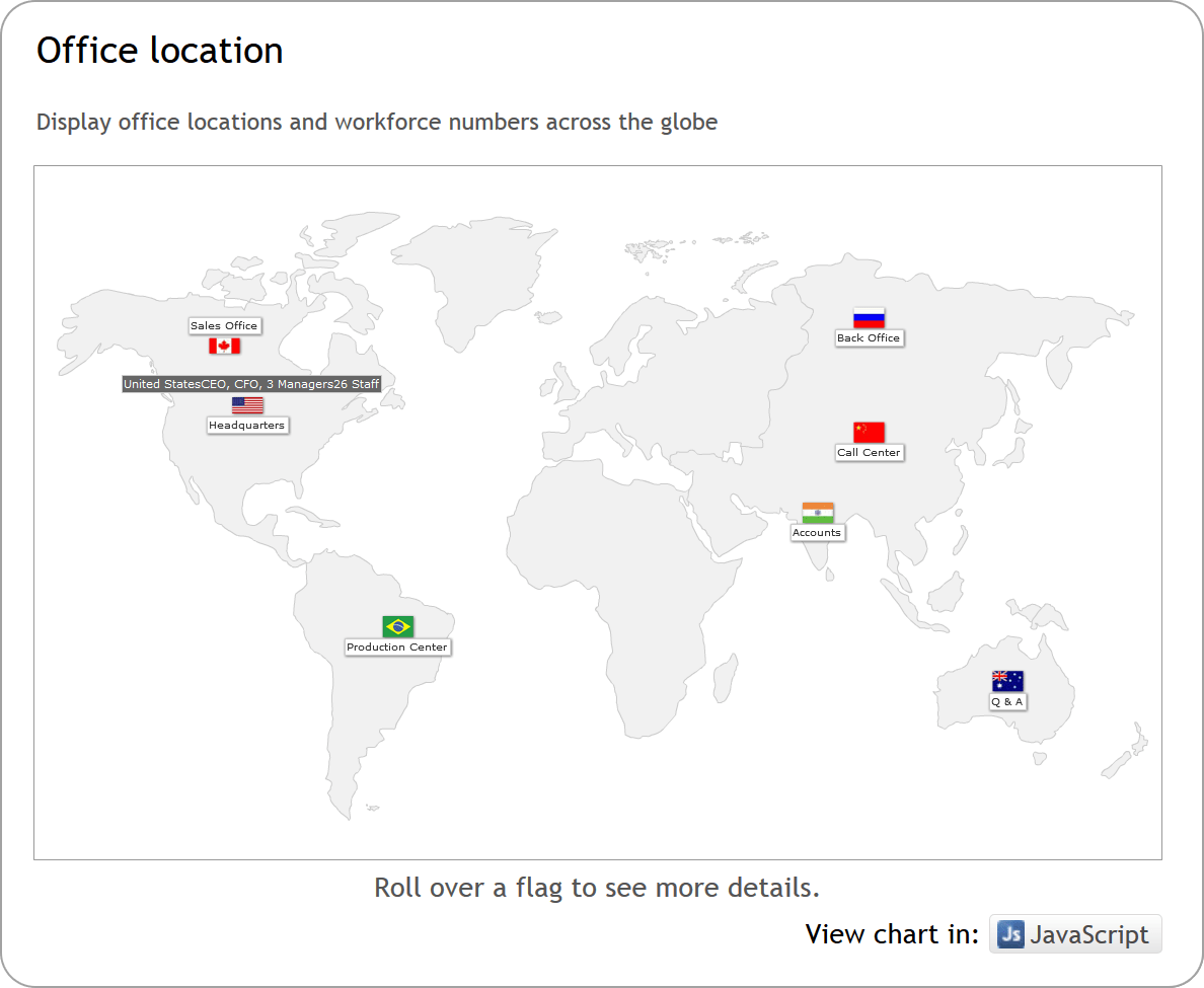 Office LocationsWorld Map showing office locations with markers.