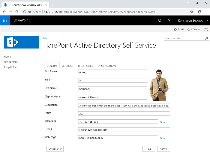 Allows users to manage their AD profiles by themselves