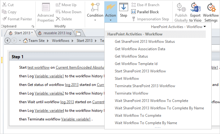 Screenshot of HarePoint Workflow Extensions for SharePoint