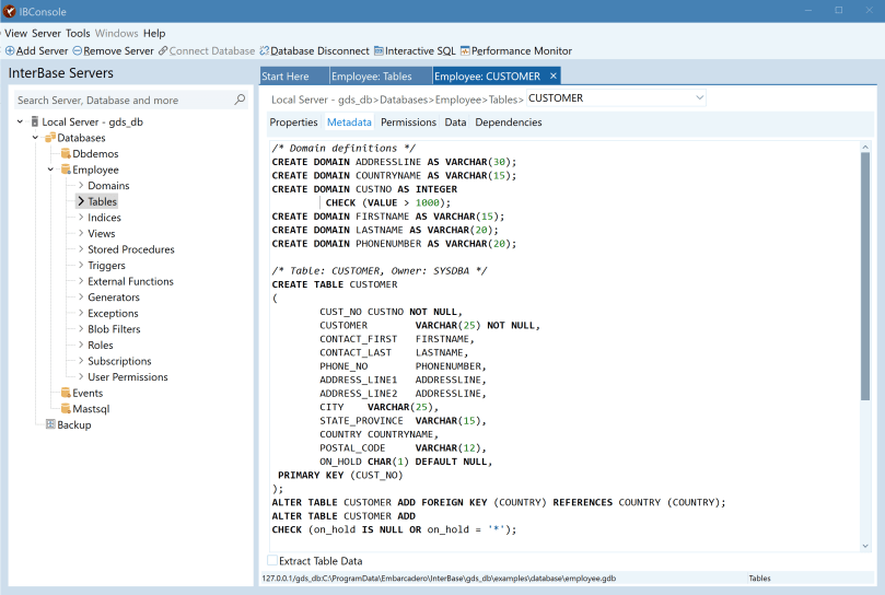 Screenshot of InterBase