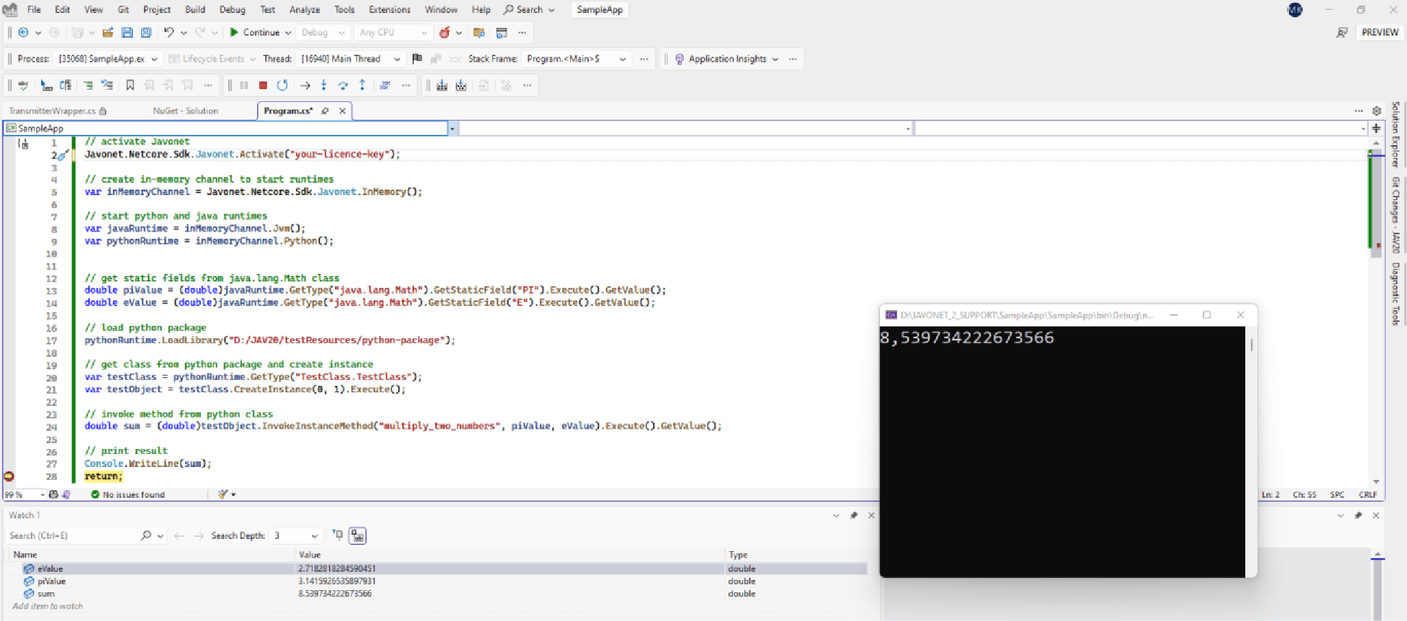 Screenshot of Javonet
