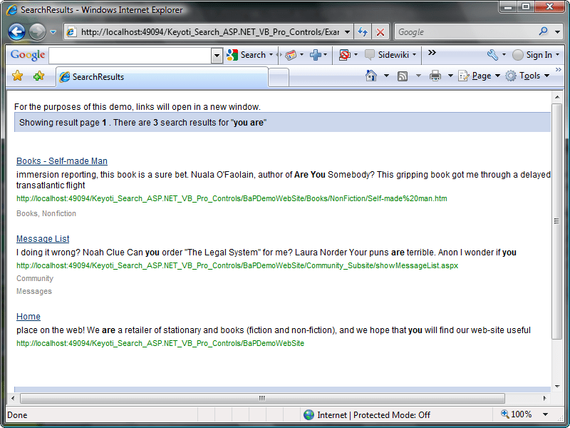 Simple to UseSearch for ASP.NET is a simple to use and clean to implement search engine control for ASP.NET web-sites. Entirely designer based, it is easy to co