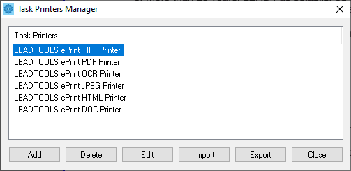 Task PrintersCreate and manage task printers who handle certain workflows.