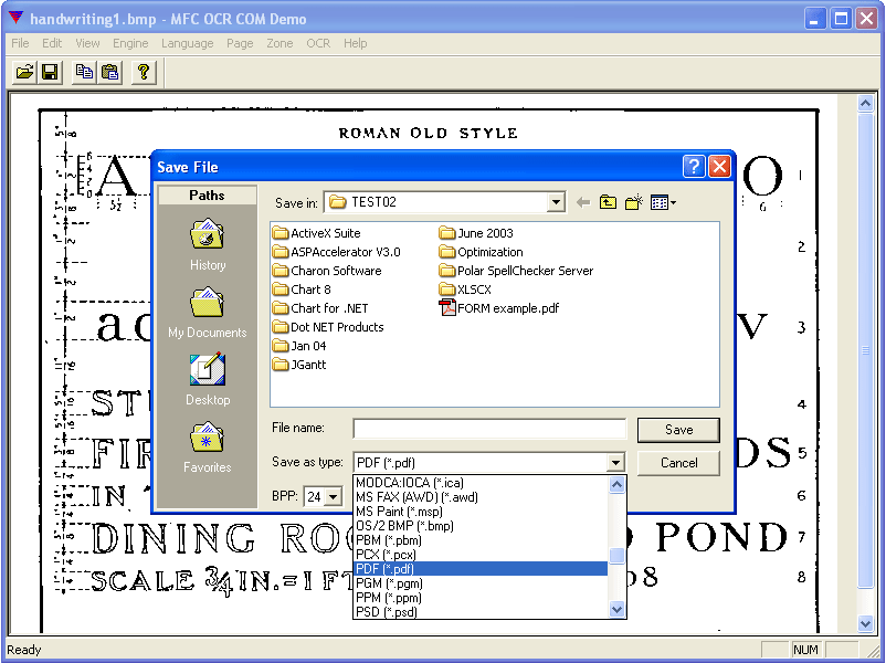 Many output file typesChoose from a huge selection of file types when saving your output. Includes PDF and various compression types within this format.