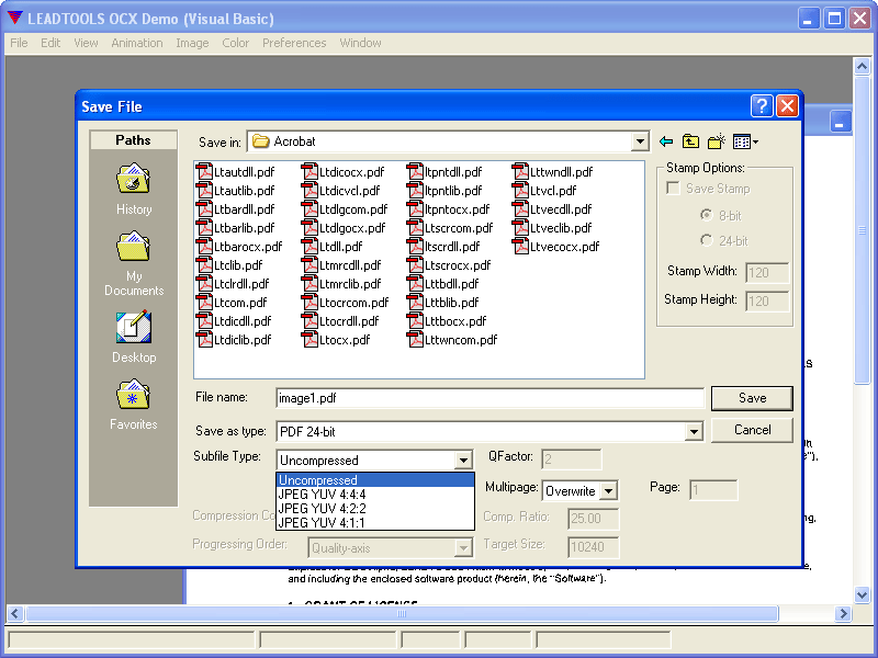 Screenshot of LEADTOOLS Raster PDF Plug In