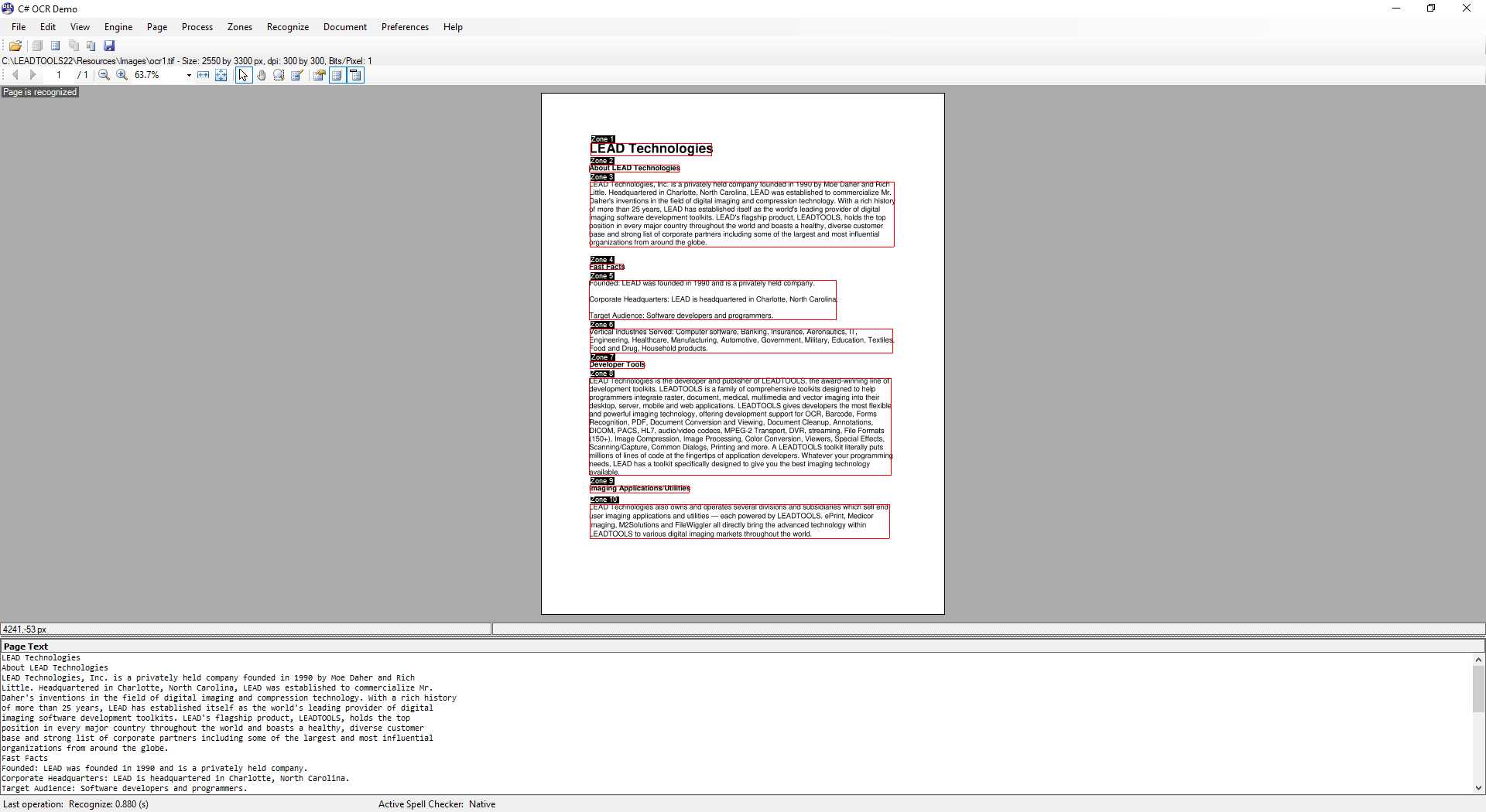 Extract Text and Perform OCRExtract text from both documents and images using the LEADTOOLS Optical Character Recognition engine.
