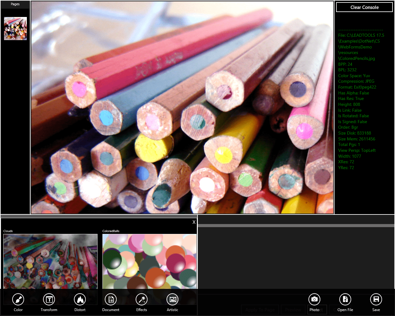 Screenshot of LEADTOOLS WinRT Module
