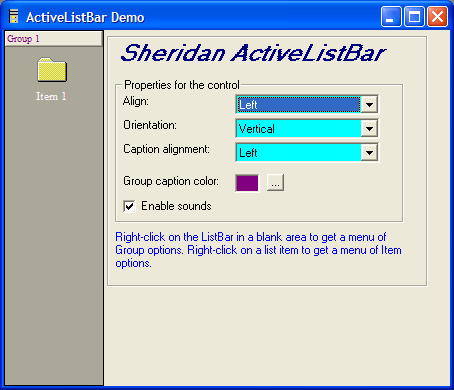 Screenshot of ActiveListBar