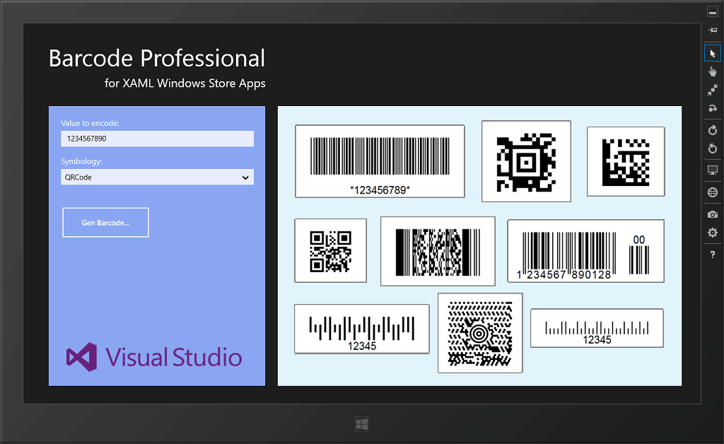 Screenshot of Neodynamic Barcode Professional for XAML WinRT - Basic Edition