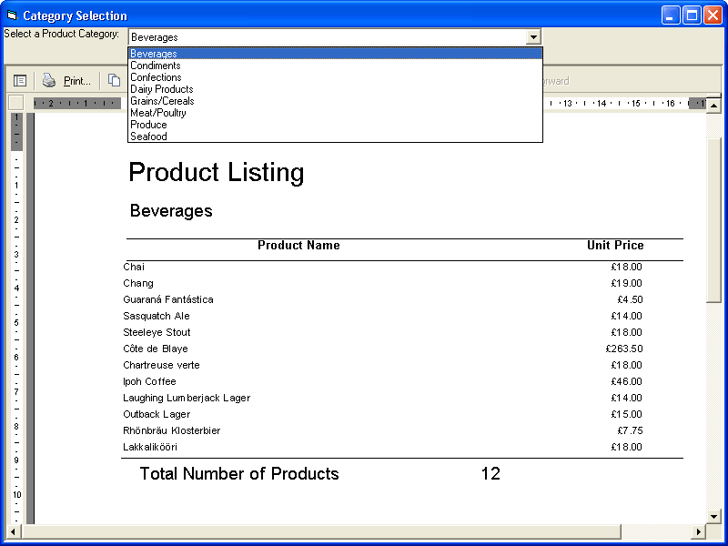 Report GroupingReports can be grouped by using GroupHeaders/Footers with their DataField properties set to the database field being grouped on.