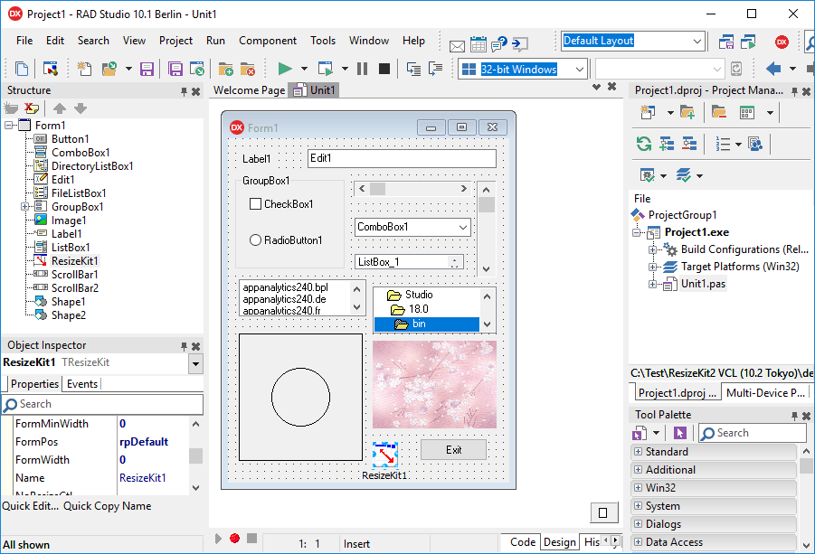 Screenshot of ResizeKit2 VCL