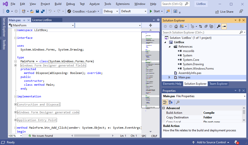 Screenshot of RemObjects Oxygene