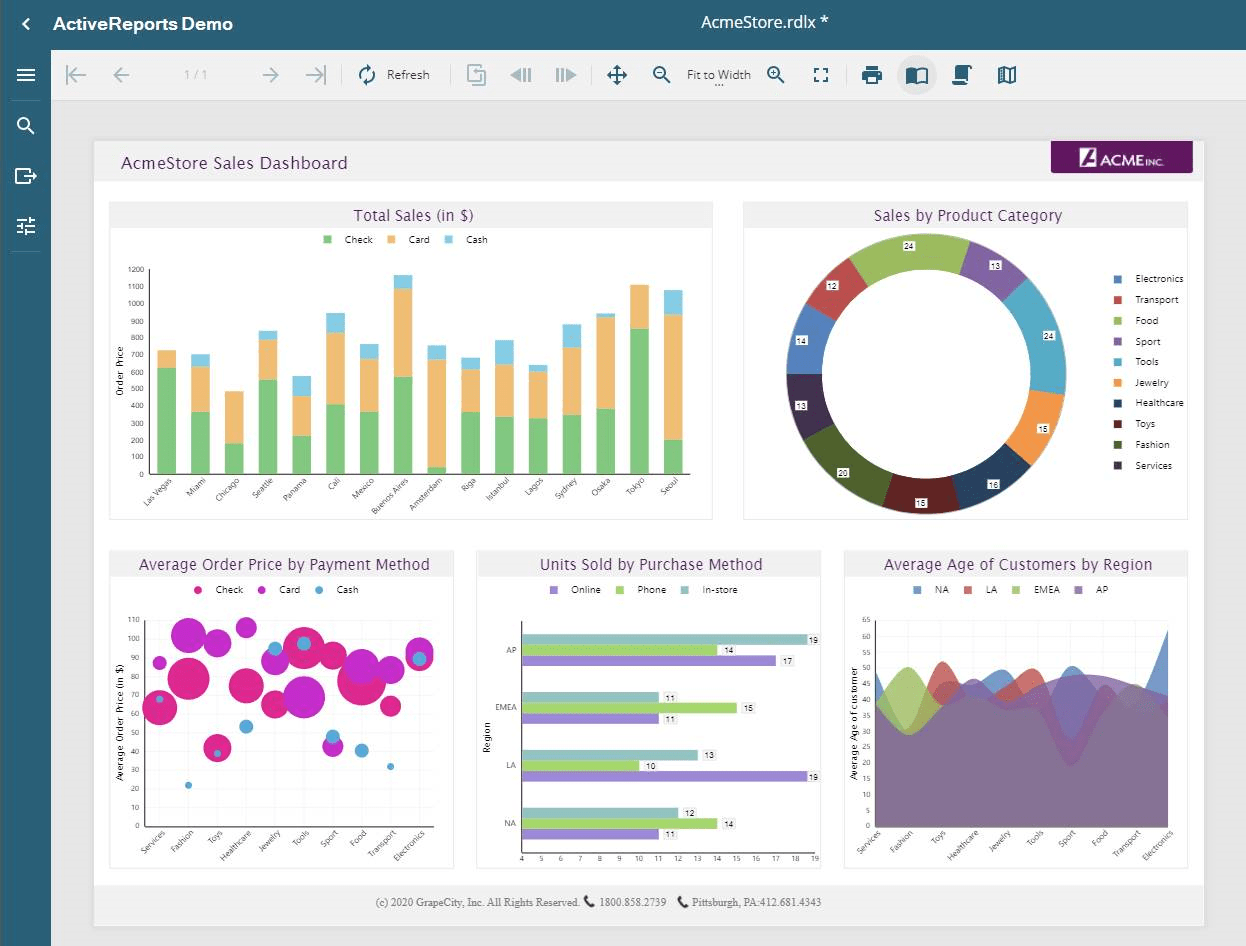 Screenshot of ActiveReports.NET