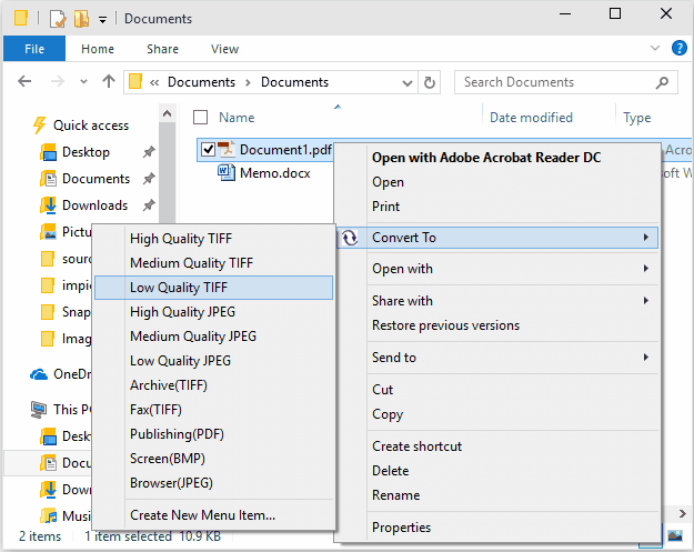 Working with the Shell Context MenuConverting files is as easy as right-clicking on a file and using the Convert To context menu to select the type of output fi