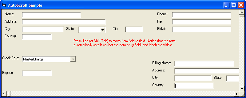 AutoScrollProvides a scrollable virtual container for controls.