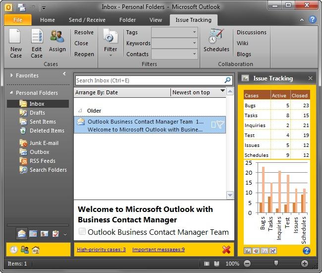 Advanced Outlook RegionsThree sample Outlook 2010 view regions – at the bottom of the Navigation and Reading panes, and on the right task pane dock.