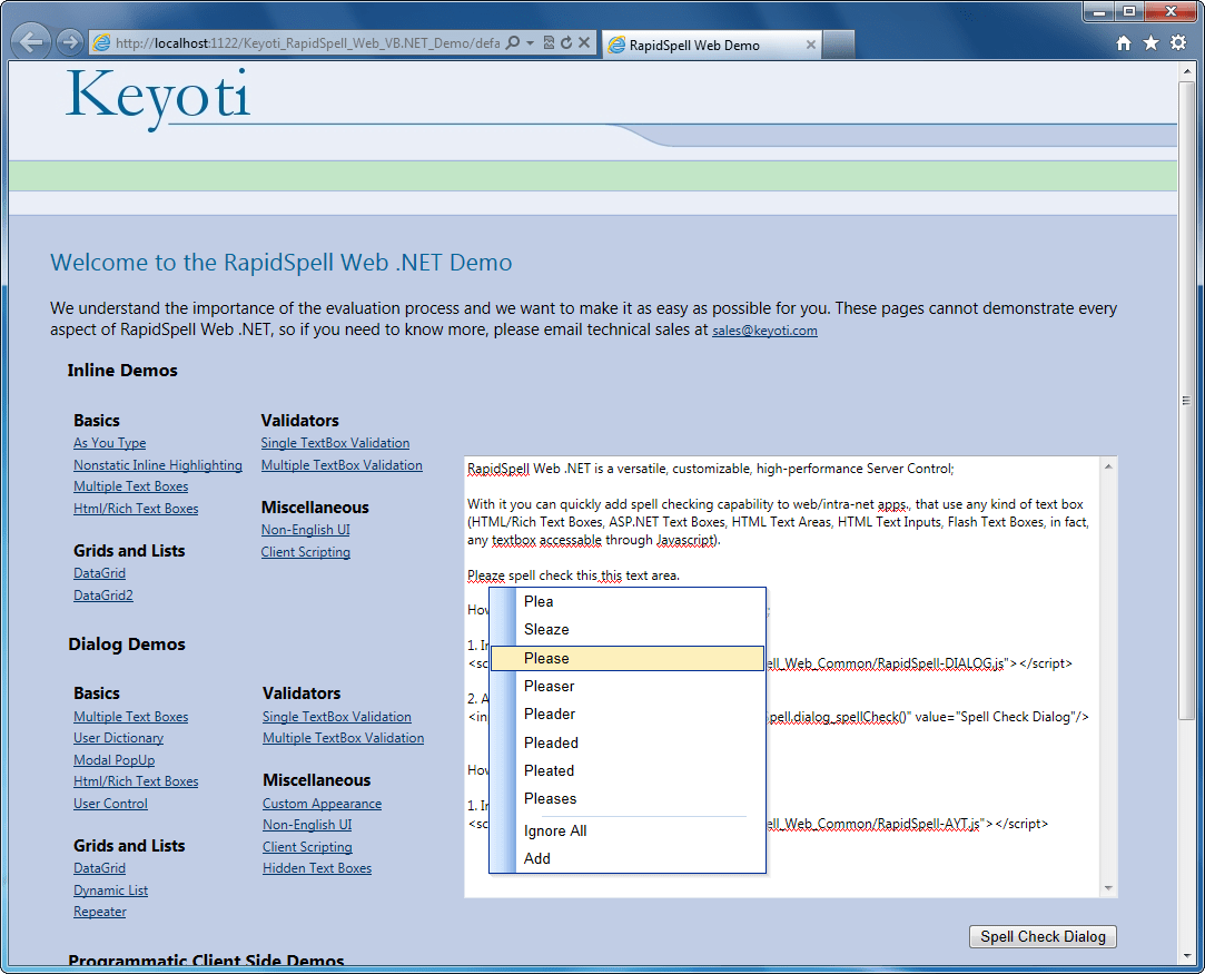 RapidSpell Web ASP.NET