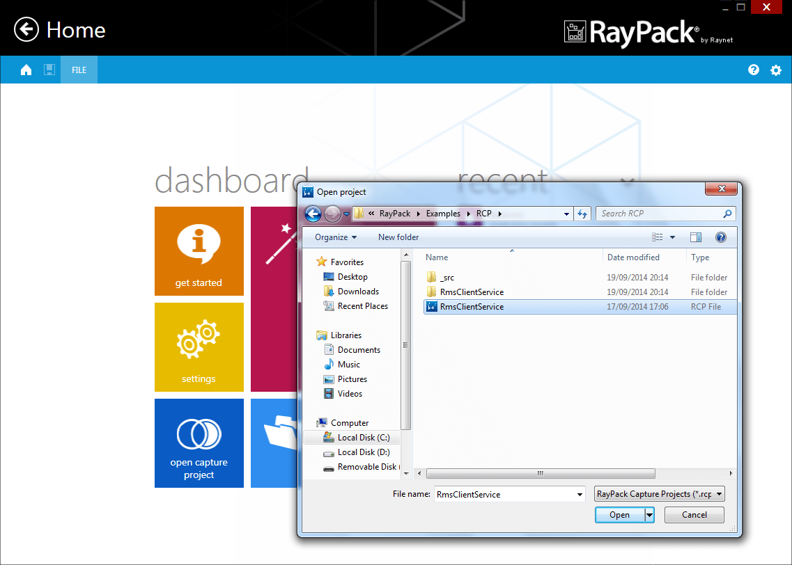 Screenshot of RayPack Enterprise