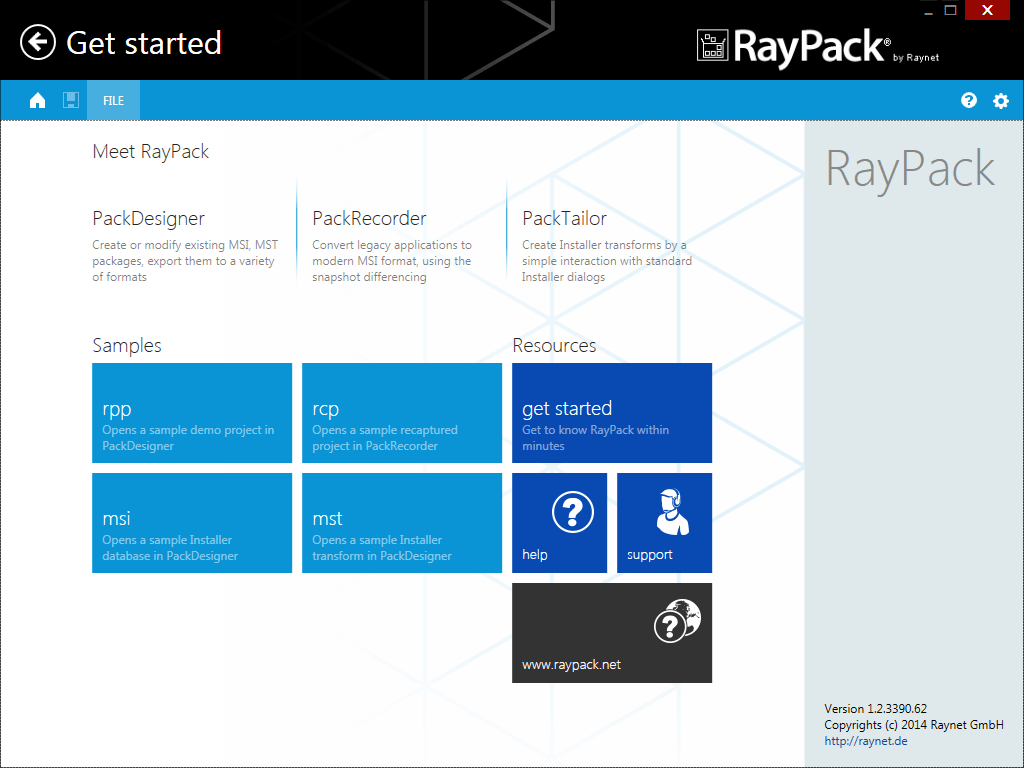 Screenshot of RayPack Professional