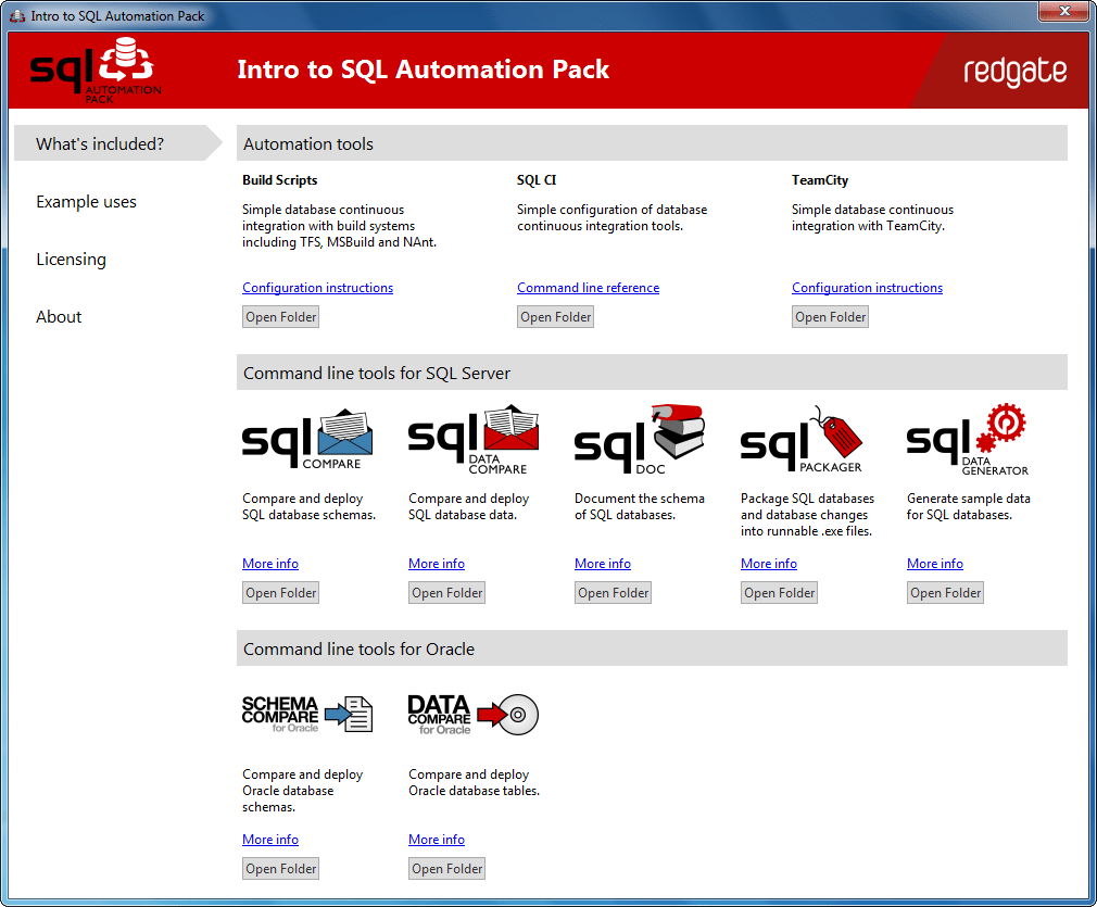 Screenshot of SQL Automation Pack