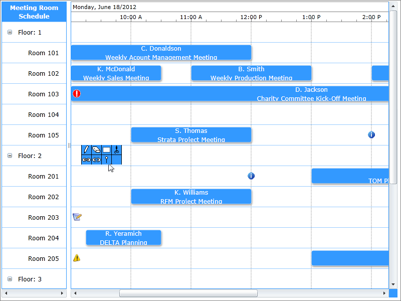 Screenshot of Solutions Schedule for Silverlight