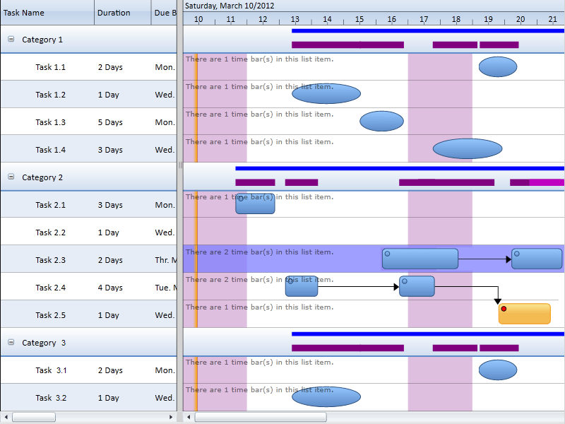 Screenshot of Solutions Schedule for Silverlight