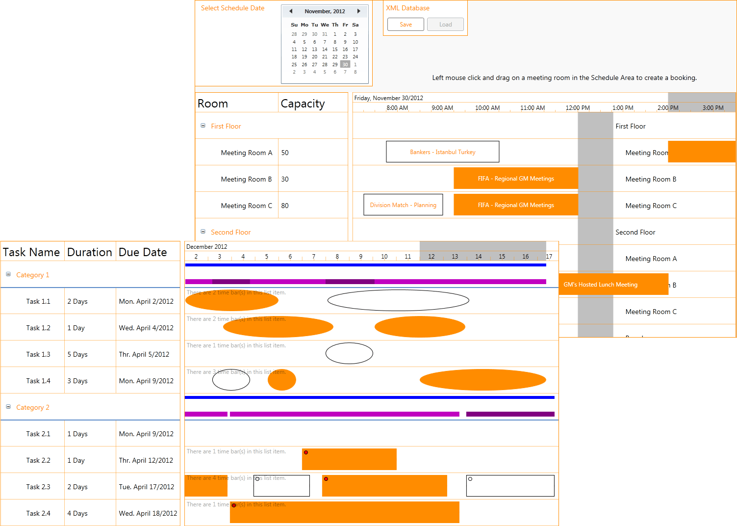 Screenshot of Solutions Schedule for WPF