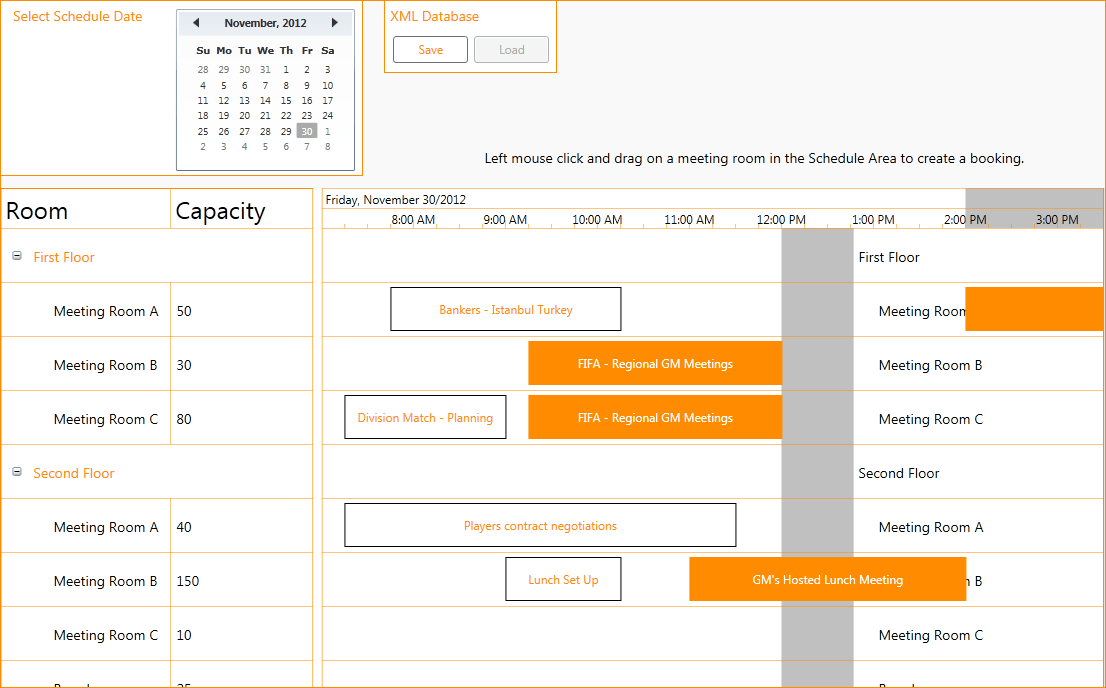 Screenshot of Solutions Schedule for WPF