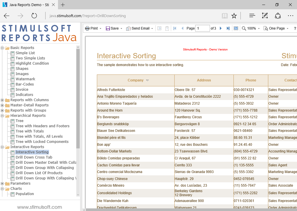 Screenshot of Stimulsoft Reports.JAVA