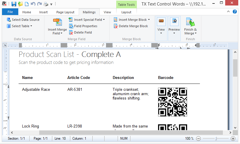 Screenshot of TX Barcode .NET for Windows Forms