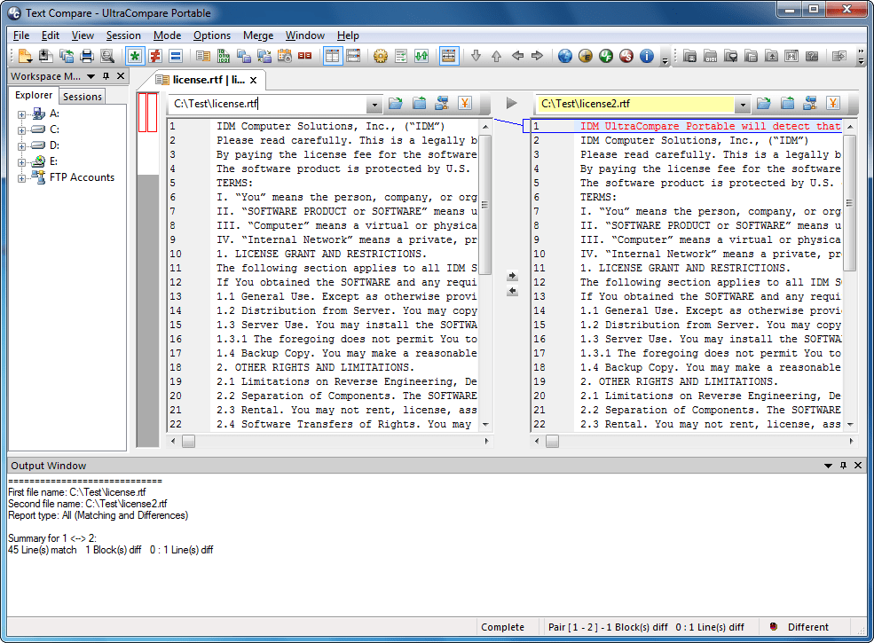 Screenshot of UC-Mobile (UCm), UltraCompare for USB flash drives