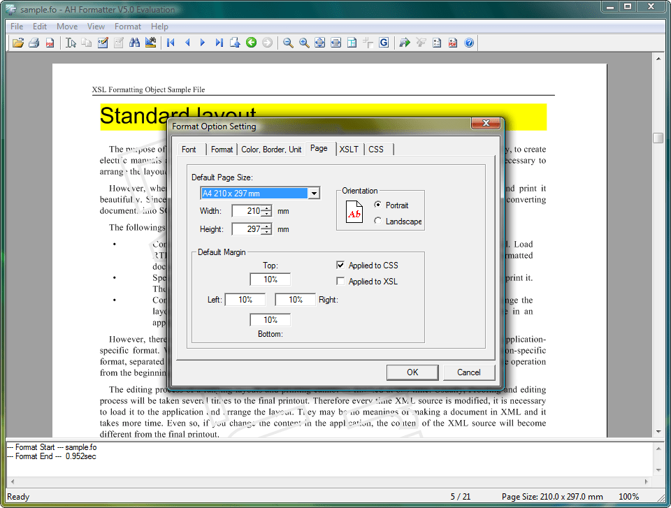 Screenshot of AH CSS Formatter Standard