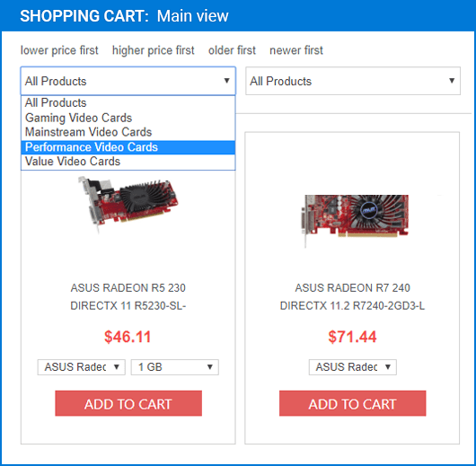 Screenshot of ArtfulBits Shopping Cart