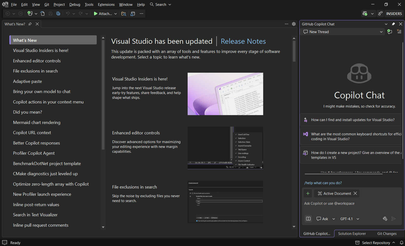 Screenshot of Microsoft Visual Studio Enterprise 2026