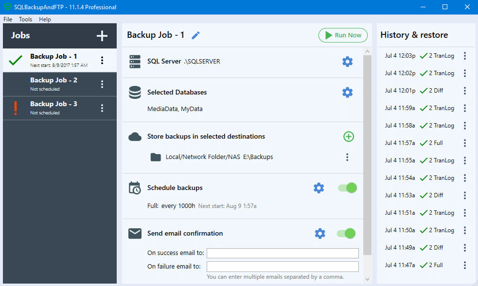 Screenshot of SQLBackupAndFTP