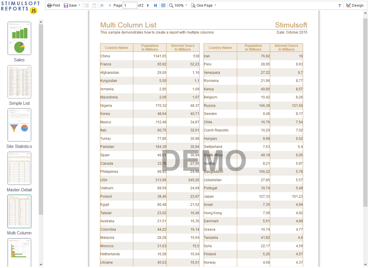 Create Multi-column reports.