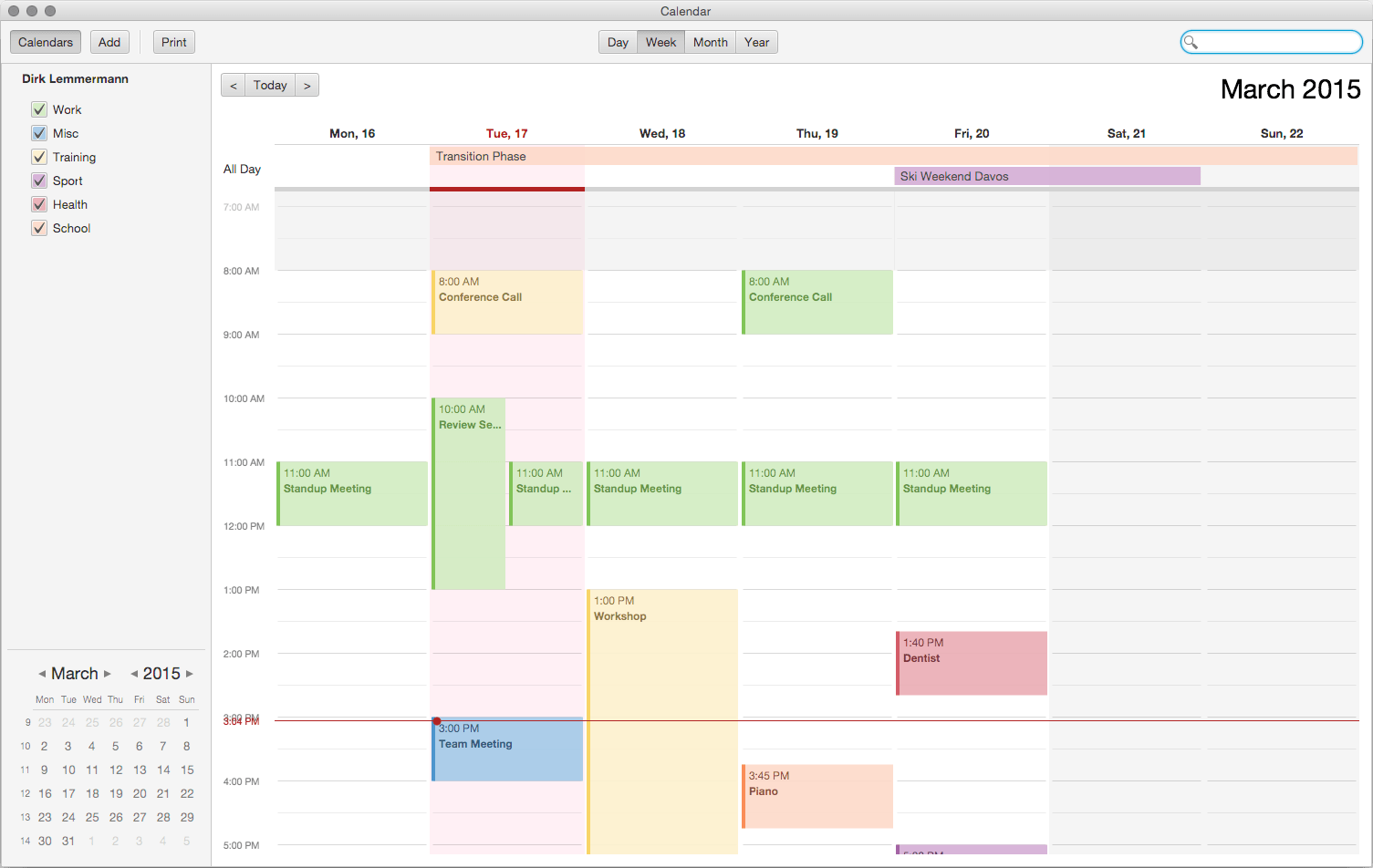 CalendarFX Week ViewThe name of this control is somewhat misleading, because it can show any number of WeekDayView instances, not just 5 or 7 but also 14 (two w