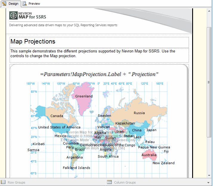 Screenshot of Nevron Map for SSRS
