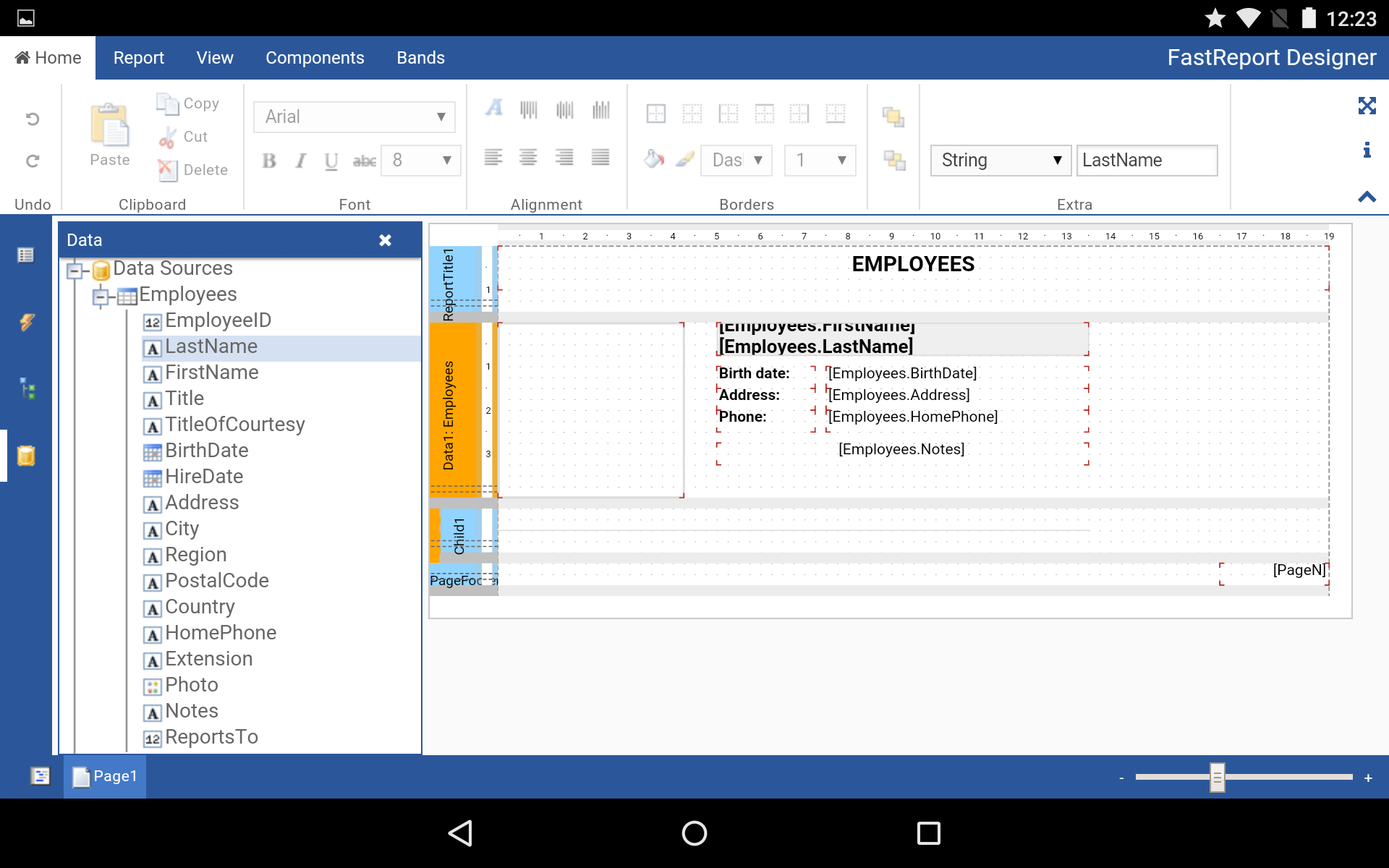 Screenshot of FastReport Online Designer