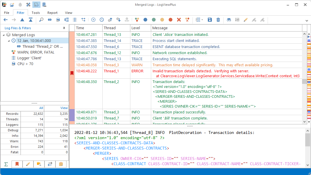 Screenshot of LogViewPlus