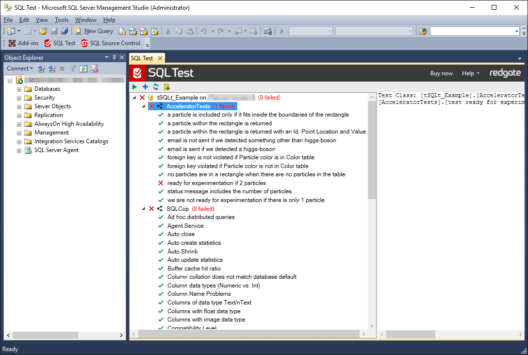 Screenshot of SQL Test