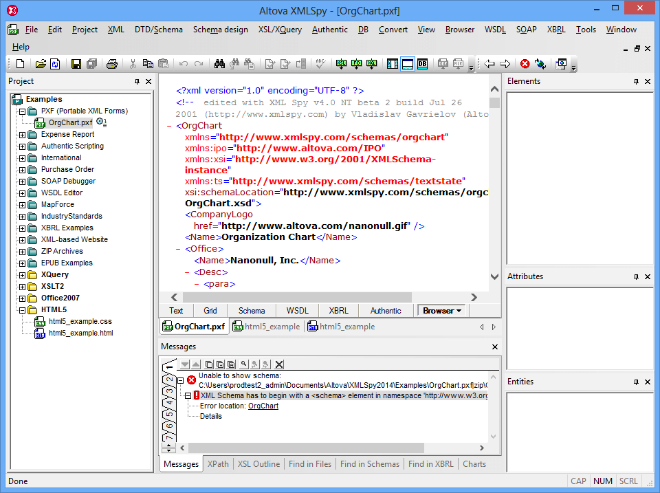 Screenshot of Altova MissionKit Enterprise Edition